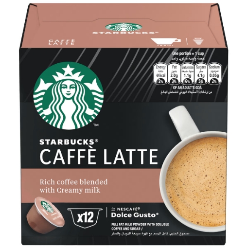 صورة ستاربكس كبسولات قهوة لاتيه من نسكافيه دولتشي قوستو 12 حبه 121.2 جم