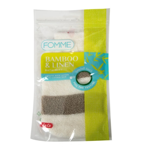 صورة فومي من قفاز استحمام من الخيزران والكتان قطعة واحدة