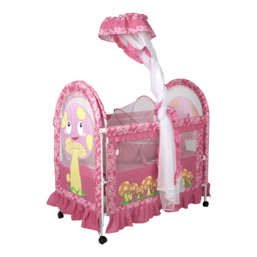 صورة First Step Baby Bed Steel P569B Dark Pink