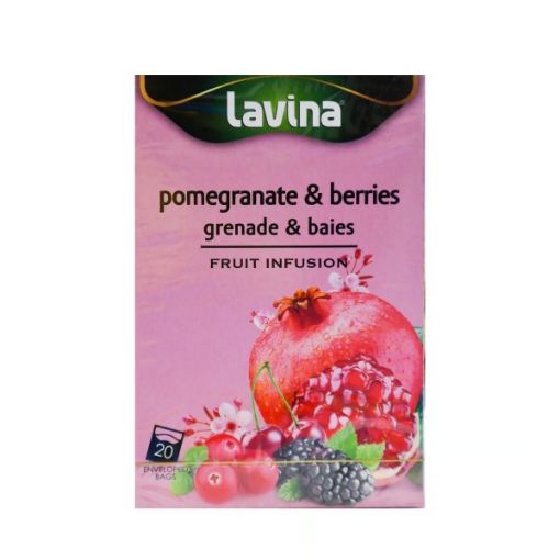 صورة لافينا شاي اعشاب طبيعية بنكهة فاكهة الرمان و التوت ، 20 كيس