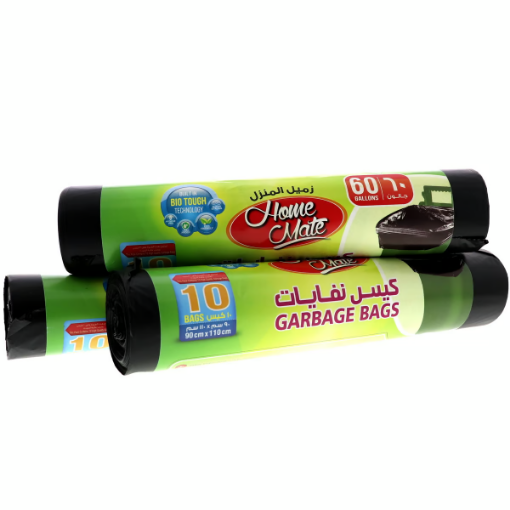صورة هوم ميت أكياس قمامة مقاس 90 سم × 110 سم ، 60 جالون ، 4 × 10 قطع