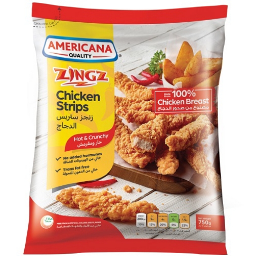 صورة امريكانا زنجز ستربس دجاج حار ومقرمش 750جم