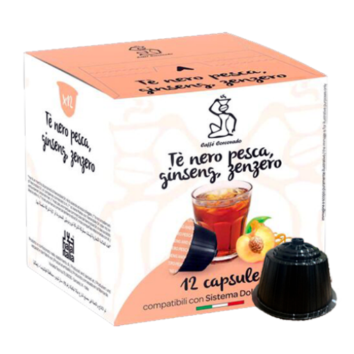 صورة كوركوفادو كافيه كبسولات ايطالية بمذاق الشاي بالخوخ والجنزبيل 16جم 12كبسولة