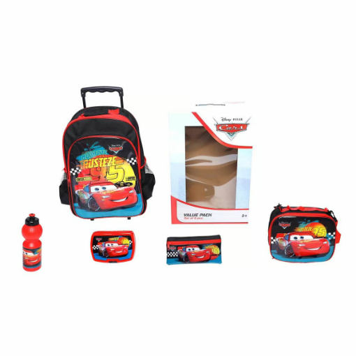 صورة شنطه مدرسيه cars 5in1 بالترولي 